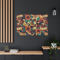 Vintage 70's Inspired Musical Notes Floral Canvas Gallery Wraps!