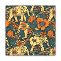 Vintage 70's Inspired Elephant Florals Canvas Gallery Wraps!