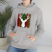 Paint Striped Deer Head Holiday Unisex Heavy Blend Hooded Sweatshirt! Winter Vibes!