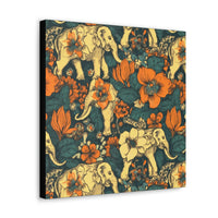 Vintage 70's Inspired Elephant Florals Canvas Gallery Wraps!