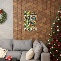 Vintage 70's Inspired Quilt Patterned Butterflies Premium Matte Vertical Posters!