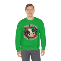 This Heifer Loves Christmas Unisex Heavy Blend Crewneck Sweatshirt! Winter Vibes!