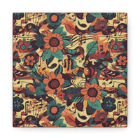 Vintage 70's Inspired Musical Notes Floral Canvas Gallery Wraps!