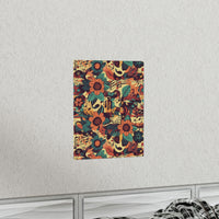 Vintage 70's Inspired Musical Notes Florals Premium Matte Vertical Posters!