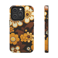 Vintage 70's Floral Chocolate Flowers Tough Phone Cases, Case-Mate!