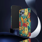 Vintage Floral Surfboard Blue and Yellow Tough Phone Cases, Case-Mate! Summer Vibes!