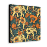 Vintage 70's Inspired Elephant Florals Canvas Gallery Wraps!