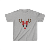 Reindeer Bow Red Nose Unisex Kids Heavy Cotton Graphic Tees! Foxy kids! Winter Vibes!