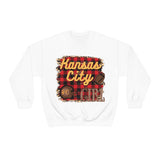 Kansas City Girl Football Buffalo Plaid Unisex Heavy Blend Crewneck Sweatshirt! Football Season!