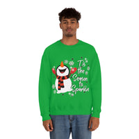 Tis The Season To Sparkle Snowman Unisex Heavy Blend Crewneck Sweatshirt! Winter Vibes!