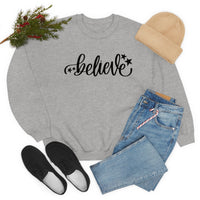 Believe Holiday Unisex Heavy Blend Crewneck Sweatshirt! Winter Vibes!