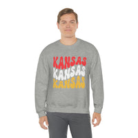 Kansas City Football Red Wave Unisex Heavy Blend Crewneck Sweatshirt! Football Season!