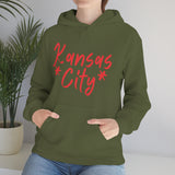 Kansas City Football Red Unisex Heavy Blend Hooded Sweatshirt! Football Season!