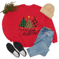 Merry Christmas Leopard Print Tree Unisex Heavy Blend Crewneck Sweatshirt! Winter Vibes!