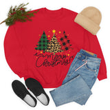 Merry Christmas Leopard Print Tree Unisex Heavy Blend Crewneck Sweatshirt! Winter Vibes!