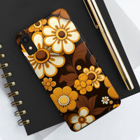 Vintage 70's Floral Chocolate Flowers Tough Phone Cases, Case-Mate!