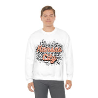 Kansas City Football Grey and Pink Leopard Print Unisex Heavy Blend Crewneck Sweatshirt! Football Season!