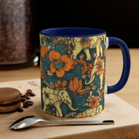 Vintage 70's Inspired Floral Elephant Accent Coffee Mug, 11oz!