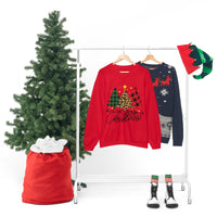 Merry Christmas Leopard Print Tree Unisex Heavy Blend Crewneck Sweatshirt! Winter Vibes!