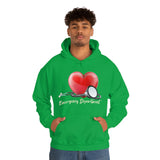 Valentines Day Stethoscope Heart Hug Emergency Department Unisex Heavy Blend Hooded Sweatshirt! Spring Vibes!