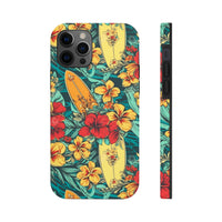 Vintage Floral Surfboard Blue and Yellow Tough Phone Cases, Case-Mate! Summer Vibes!