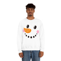 Snowman Grinning Side View Unisex Heavy Blend Crewneck Sweatshirt! Winter Vibes!