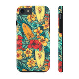 Vintage Floral Surfboard Blue and Yellow Tough Phone Cases, Case-Mate! Summer Vibes!