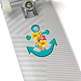 Aqua Blue Floral Anchor Vinyl Sticker! FreckledFoxCompany