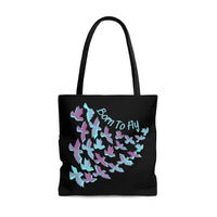 Born To Fly Purple and Light Blue Tote Bag! FreckledFoxCompany