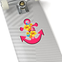 Bright Pink Floral Anchor Vinyl Sticker! FreckledFoxCompany