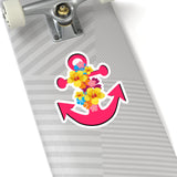 Bright Pink Floral Anchor Vinyl Sticker! FreckledFoxCompany