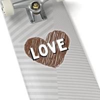 Chocolate Brown Love Scribble Heart Vinyl Sticker! FreckledFoxCompany