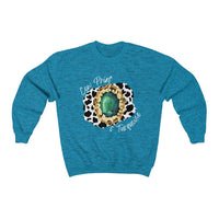 Cow Print and Turquoise Western Style Sweatshirt! Fall Vibes! FreckledFoxCompany