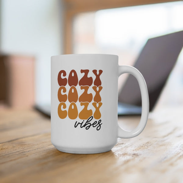 Cozy Cozy Cozy Vibes Ceramic Mug 15oz! Fall Vibes! FreckledFoxCompany