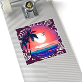 Dark Purple Sunset Beach Vinyl Sticker! FreckledFoxCompany