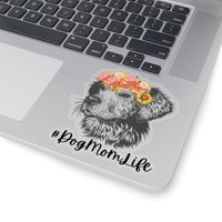 Dog Mom Life Sticker! Floral Crown Dog! Print to edge, durable, flexible, white, translucent FreckledFoxCompany