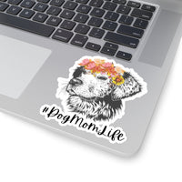 Dog Mom Life Sticker! Floral Crown Dog! Print to edge, durable, flexible, white, translucent FreckledFoxCompany