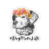 Dog Mom Life Sticker! Floral Crown Dog! Print to edge, durable, flexible, white, translucent FreckledFoxCompany