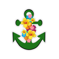 Floral Green Anchor Vinyl Sticker! FreckledFoxCompany