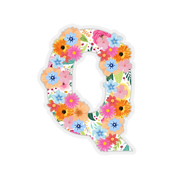 Floral Varsity Letter Q Vinyl Sticker! FreckledFoxCompany