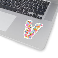 Floral Varsity Letter V Vinyl Sticker! FreckledFoxCompany