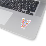 Floral Varsity Letter V Vinyl Sticker! FreckledFoxCompany