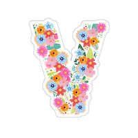 Floral Varsity Letter V Vinyl Sticker! FreckledFoxCompany