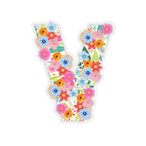 Floral Varsity Letter V Vinyl Sticker! FreckledFoxCompany