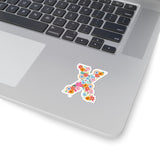 Floral Varsity Letter X Vinyl Sticker! FreckledFoxCompany