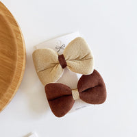 Fuzzy Teddy Bear Neutral Hair Bow Sets For Fall and Winter! Hair Accessories! FreckledFoxCompany