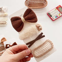 Fuzzy Teddy Bear Neutral Hair Bow Sets For Fall and Winter! Hair Accessories! FreckledFoxCompany