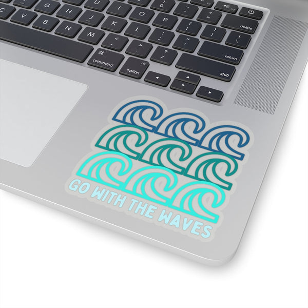 Go With The Waves Ombre Blue Vinyl Sticker! FreckledFoxCompany