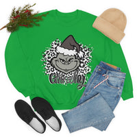 Grinchy Unisex Leopard Print Crewneck Sweatshirt! Winter Vibes! FreckledFoxCompany