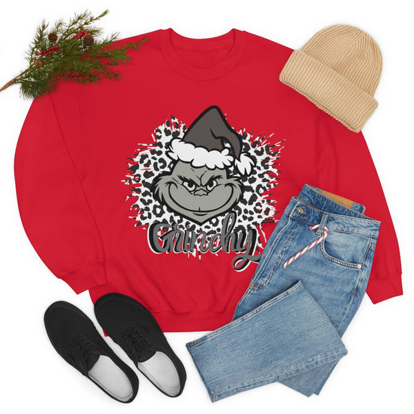 Grinchy Unisex Leopard Print Crewneck Sweatshirt! Winter Vibes! FreckledFoxCompany